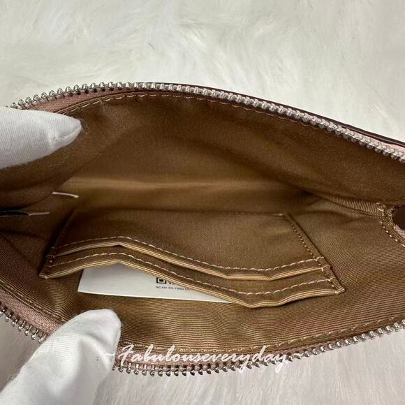 Coach Corner Zip Wristlet With Sparkly Butterfly Print In Leather/Seashell CCJ72 - Picture 4 of 4